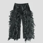 Front view of Thug Club Angel Black Denim Pant with premium black streetwear design