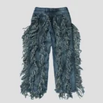 Front view of Thug Club Angel Blue Denim Pant with premium blue wash streetwear design
