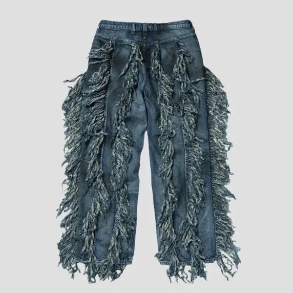 Front view of Thug Club Angel Blue Denim Pant with premium blue wash streetwear design
