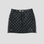 Front view of Thug Club Angel Quilted Short Skirt with padded quilted streetwear design