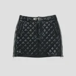 Front view of Thug Club Angel Quilted Short Skirt with padded quilted streetwear design