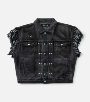 Front view of Thug Club Angels Denim Vest