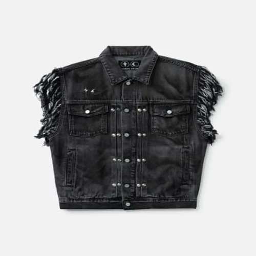 Front view of Thug Club Angels Denim Vest