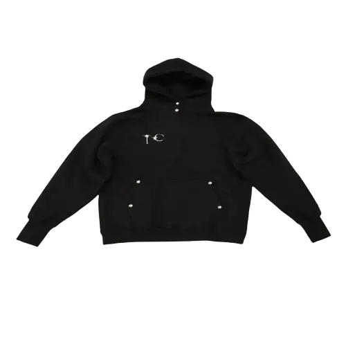 Thug Club Armor Hoodie Black Front view of Thug Club Armor Hoodie Black with signature streetwear design