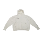 Front view of Thug Club Armor White Hoodie with oversized streetwear design