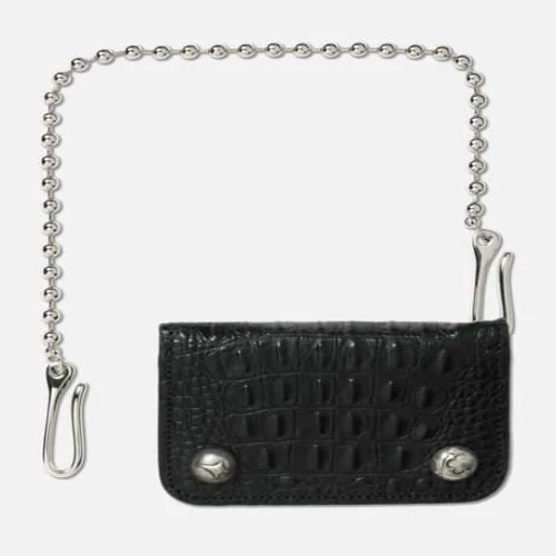 Front view of Thug Club Ball Chain Leather Card Case