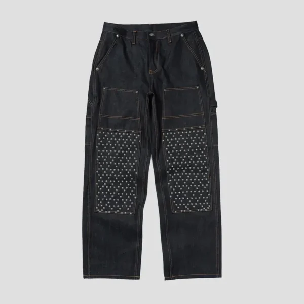 Front view of Thug Club Bangel Studded Work Pant with metal stud detailing