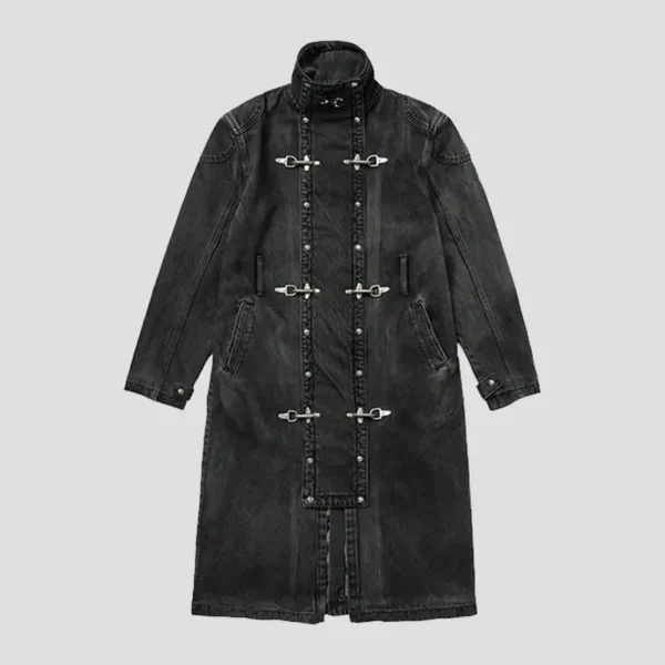 Front view of Thug Club Bio Soldier Denim Trench Coat