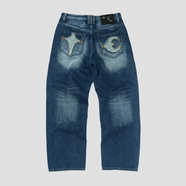 Thug Club Bone Leather Dark Blue Denim Jeans Back