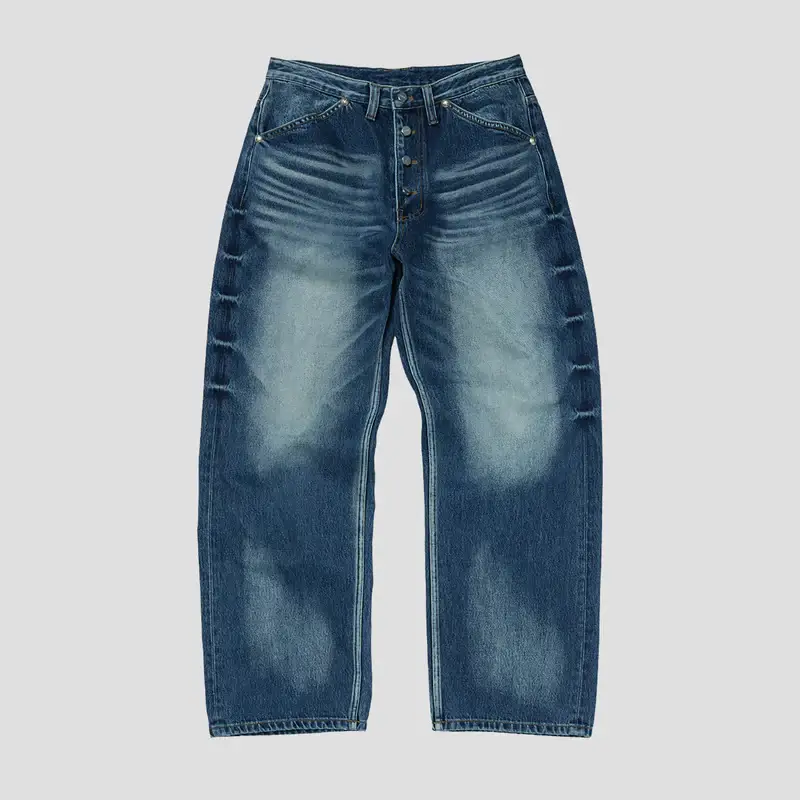 Thug Club Bone Leather Dark Blue Denim Jeans Front view of Thug Club Bone Leather Dark Blue Denim Jeans with premium bone leather detailing