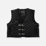 Front view of Thug Club Bone Leather Quilted Vest