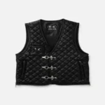 Front view of Thug Club Bone Leather Quilted Vest