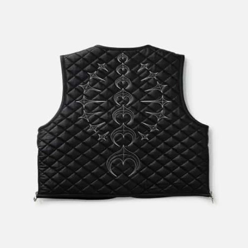 Thug Club Bone Leather Quilted Vest Back