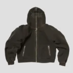 Front view of Thug Club Bulk Shoulder Gladiator Zip-Up Black Hoodie