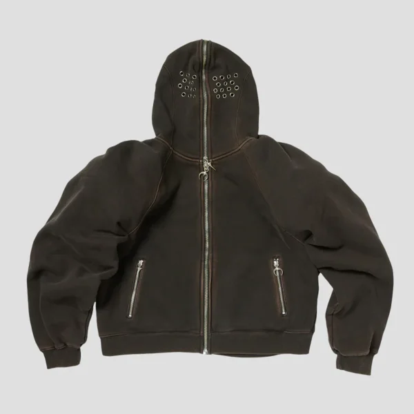 Front view of Thug Club Bulk Shoulder Gladiator Zip-Up Black Hoodie