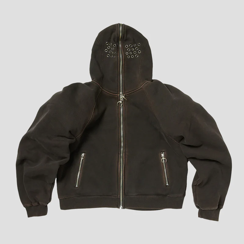 Thug Club Bulk Shoulder Gladiator Zip-Up Black Hoodie Front view of Thug Club Bulk Shoulder Gladiator Zip-Up Black Hoodie