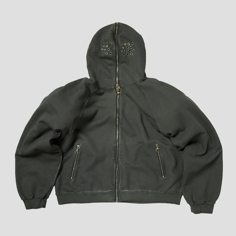 Thug Club Bulk Shoulder Gladiator Zip-Up Hoodie Front view of Thug Club Bulk Shoulder Gladiator Zip-Up Hoodie