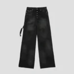 Front view of Thug Club Chimera Baggy Black Pant with oversized streetwear design