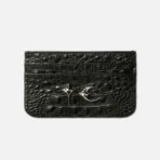 Front view of Thug Club Crocodile Card Holder with textured leather finish