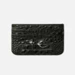 Front view of Thug Club Crocodile Card Holder with textured leather finish