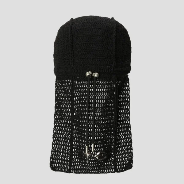 Front view of Thug Club Destroyed Crochet Tail Hat