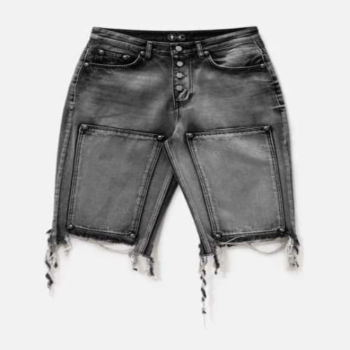 Front view of Thug Club Double Knee Denim Shorts