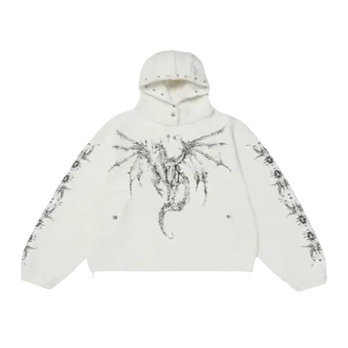 Thug Club Dragon Stud Hoodie Front view of Thug Club Dragon Stud Hoodie with dragon stud design
