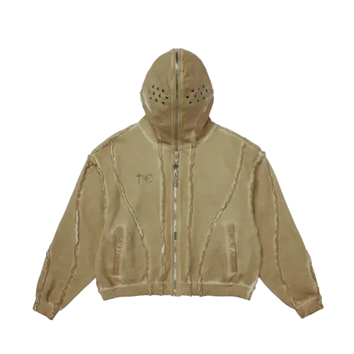 Front view of Thug Club Gladiator Kahki Hoodie featuring unique streetwear graphic design