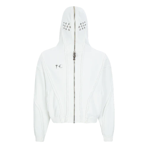 Front view of Thug Club Gladiator White Hoodie with premium streetwear design