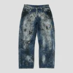Front view of Thug Club Hard-Washed Damaged Denim Pant featuring distressed streetwear styling