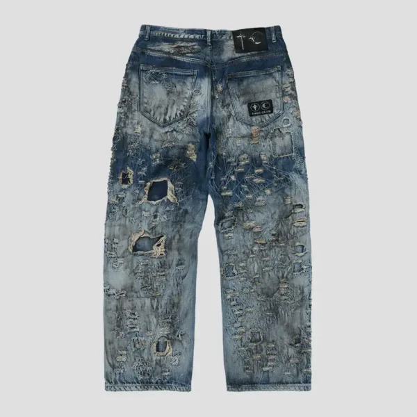 Thug Club Hard-Washed Damaged Denim Pant Back