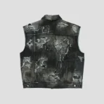 Thug Club Hard-Washed Damaged Denim Vest Jacket Back