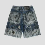 Thug Club Hard Washed Destroyed Blue Denim Shorts Back