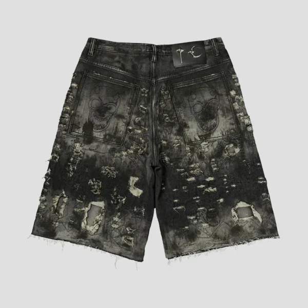Thug Club Hard Washed Destroyed Denim Shorts Back