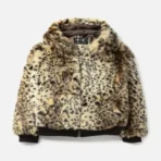 Thug Club Leopard Fur Jacket front view with plush leopard pattern