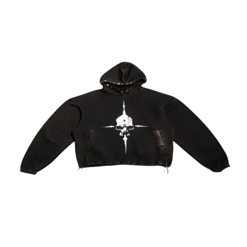 Thug Club Peace Stud Black Hoodie Thug Club Peace Stud Black Hoodie front view oversized black streetwear hoodie