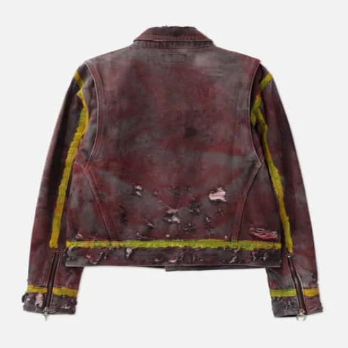 Thug Club Red Washed Painted Line Jacket Back