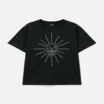 Front view of Thug Club Riding Skull Stitch Black T-Shirt