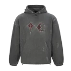 Front view of Thug Club Rock Grey Hoodie featuring stylish streetwear graphic design