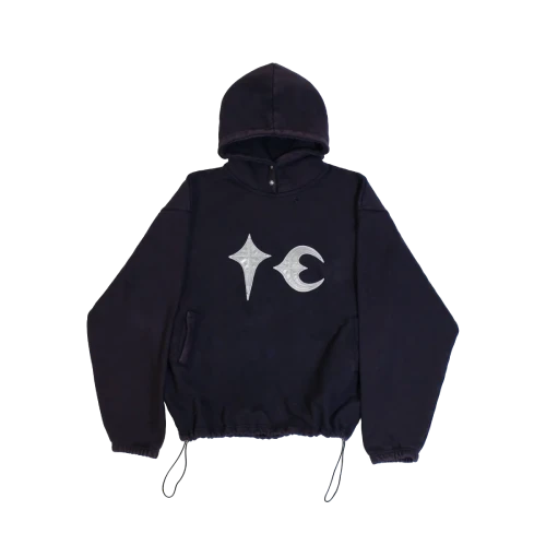 Front view of Thug Club Rock Navy Blue Hoodie with stylish streetwear design
