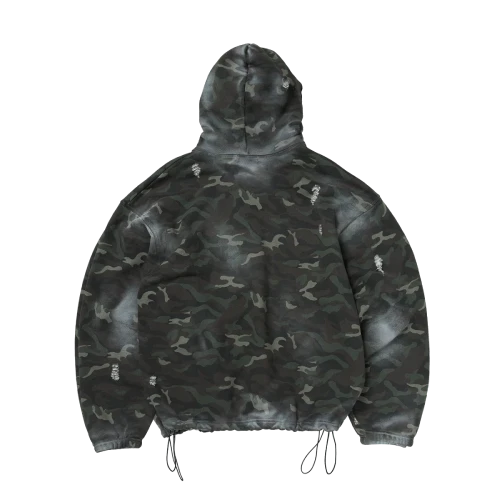 Thug Club Sprayed Camo flag Rock Hoodie Back