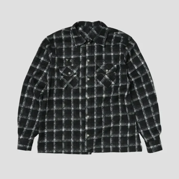 Front view of Thug Club TC All Over Black Pattern Shirt with premium graphic design