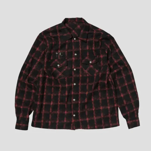 Front view of Thug Club TC All Over Red Pattern Shirt