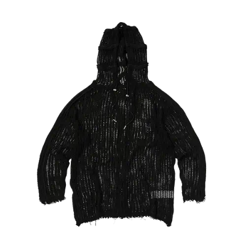 Thug Club TC Line Mesh Knit Hoodie (Black) Back Thug Club TC Line Mesh Knit Hoodie (Black) - Image 1