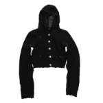 Front view of Thug Club Tribal Black Net Hoodie In Knits featuring tribal net knit design.