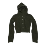 Front view of Thug Club Tribal Olive Net Hoodie In Knits in premium olive knitted fabric