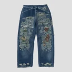 Thug Club Vintage-Stitched Camo Blue Denim Pant
