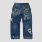 Thug Club Vintage-Stitched Camo Blue Denim Pant Back